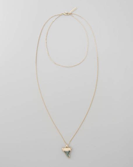 givenchy shark tooth necklace shop|Givenchy Golden Doubled Shark Tooth Necklace, Turquoise.